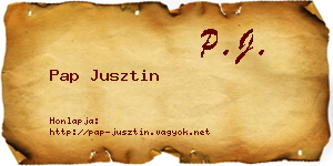 Pap Jusztin névjegykártya