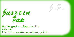 jusztin pap business card